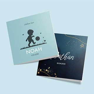 Geboortekaartjes voor jongen maken vierkant