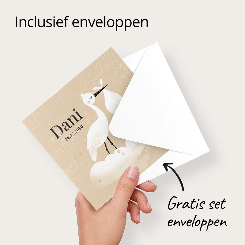 Goedkope geboortekaartjes bestellen met gratis enveloppen