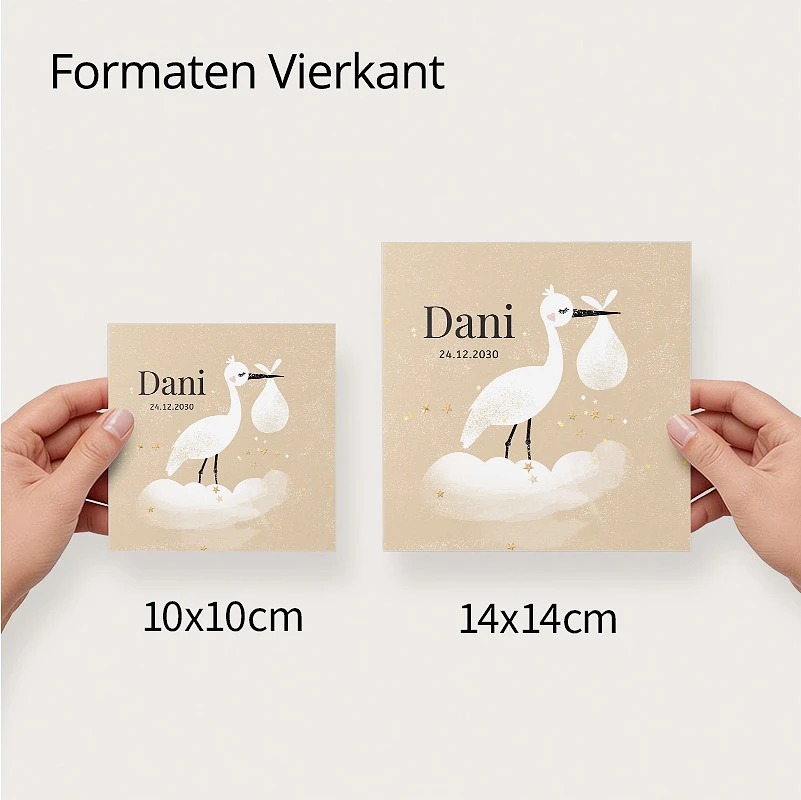 Vierkant geboortekaartje voor meisje