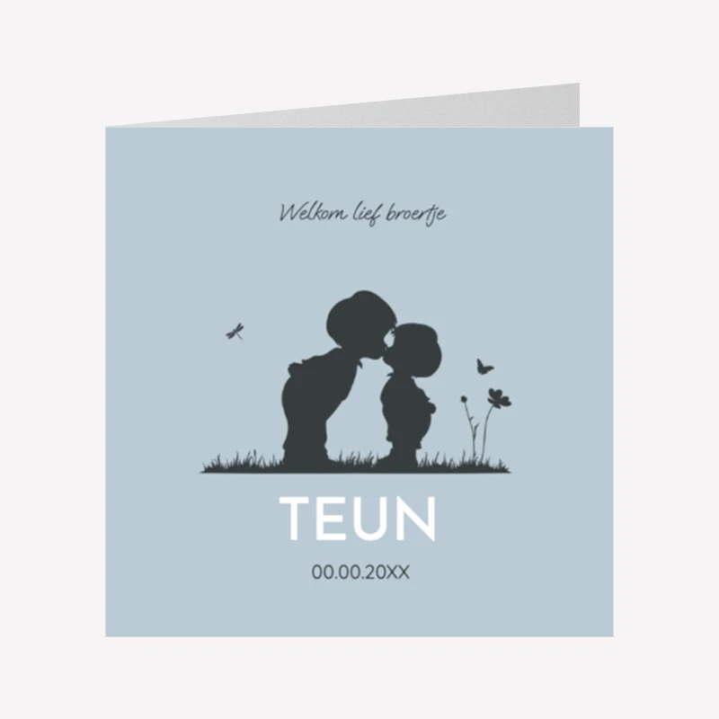Geboortekaartje Silhouet Broer Broertje 10x10 Dubbel