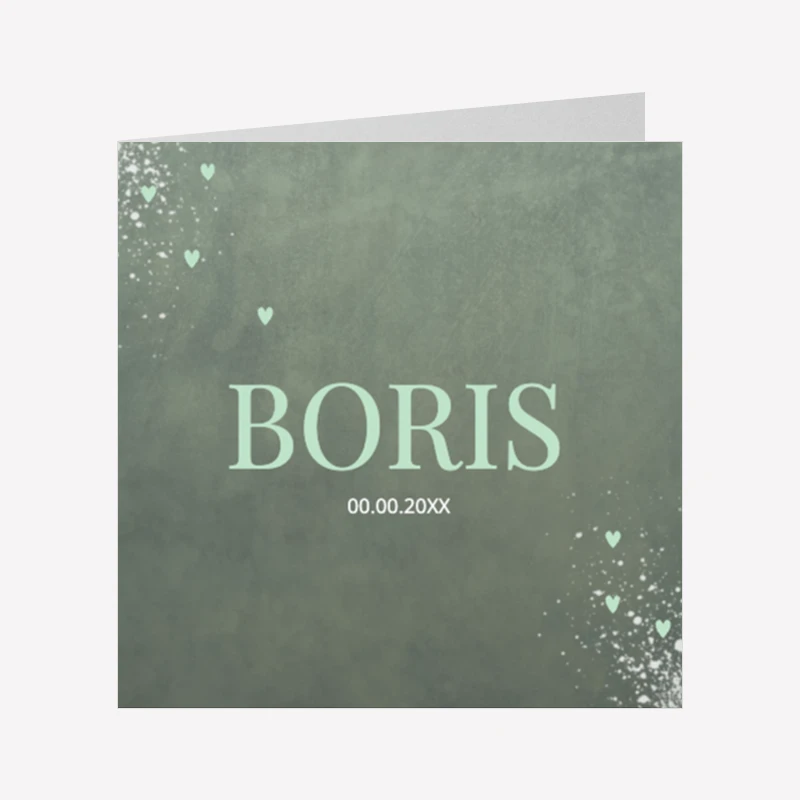 Geboortekaartje Structuur Groen 10x10 Dubbel