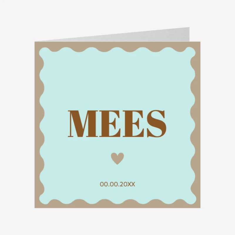 Geboortekaartje Kader Groen Bruin 14x14 Dubbel