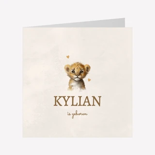 Geboortekaartje Lief Leeuwtje Neutraal 14x14 Dubbel