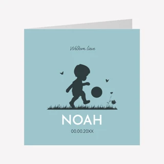 Geboortekaartje Silhouette Voetballer 14x14 Dubbel