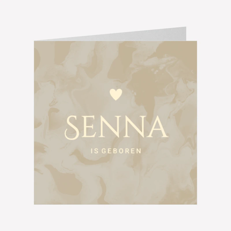 Geboortekaartje Stoer Lichtgrijs Ecru 14x14 Dubbel
