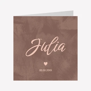 Geboortekaartje Verfstrepen Oud Roze 14x14 Dubbel