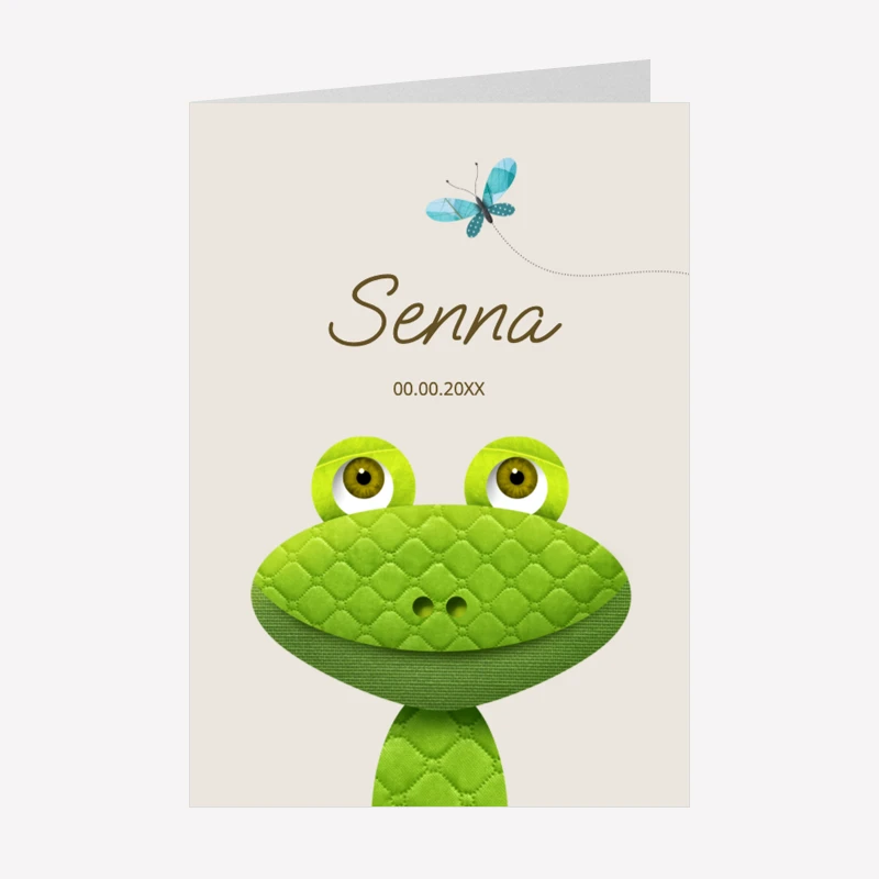 Geboortekaartje Kikker A5 Staand Dubbel
