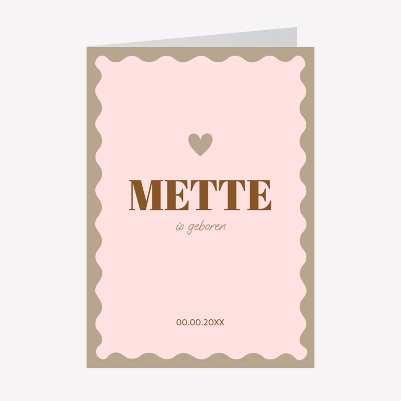 Geboortekaartje Roze Groen Bruin A6 Staand Dubbel