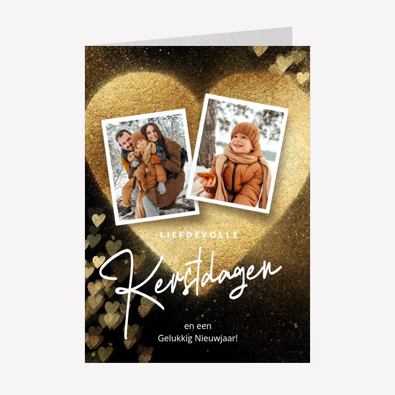Lieve Kerstkaarten Fotos en Hart A6 staand dubbel