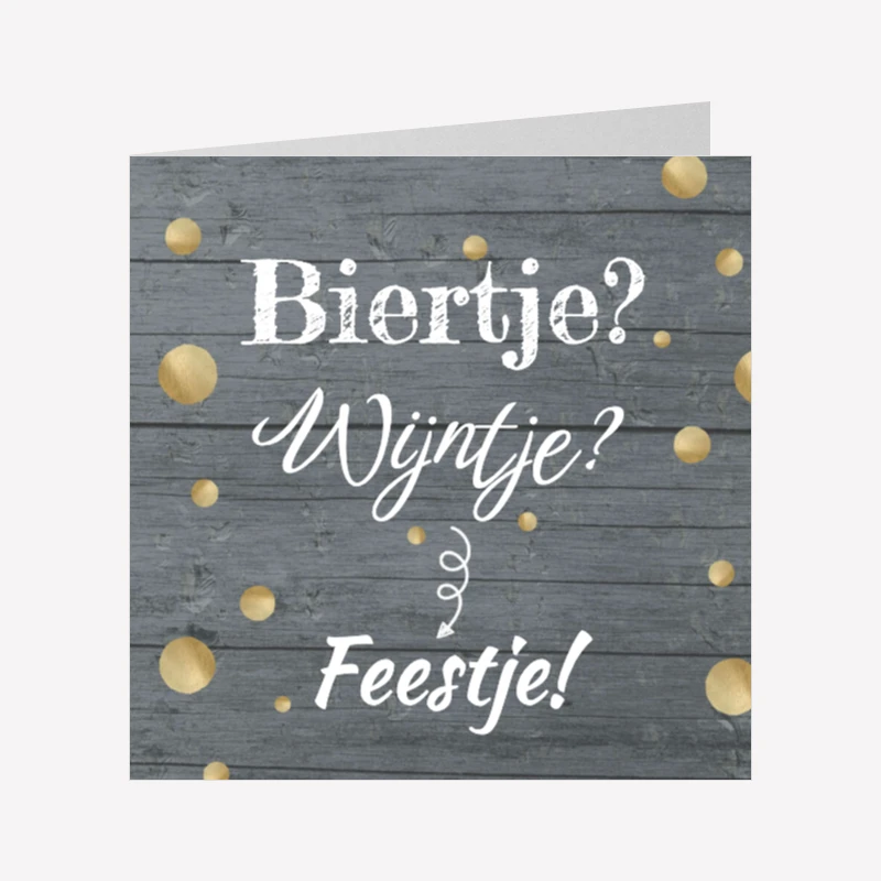 Grappige Uitnodiging Verjaardag Biertje Wijntje Feestje 14x14 Dubbel