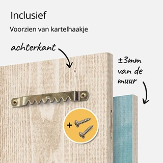 Foto op Houten planken 60x40 cm ophangen met haakje