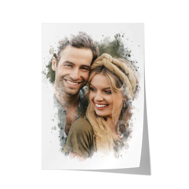 Foto poster met waterverf portret