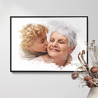 Foto portret op poster met waterverf