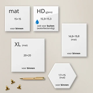 Tegeltjes maken en bedrukken formaten
