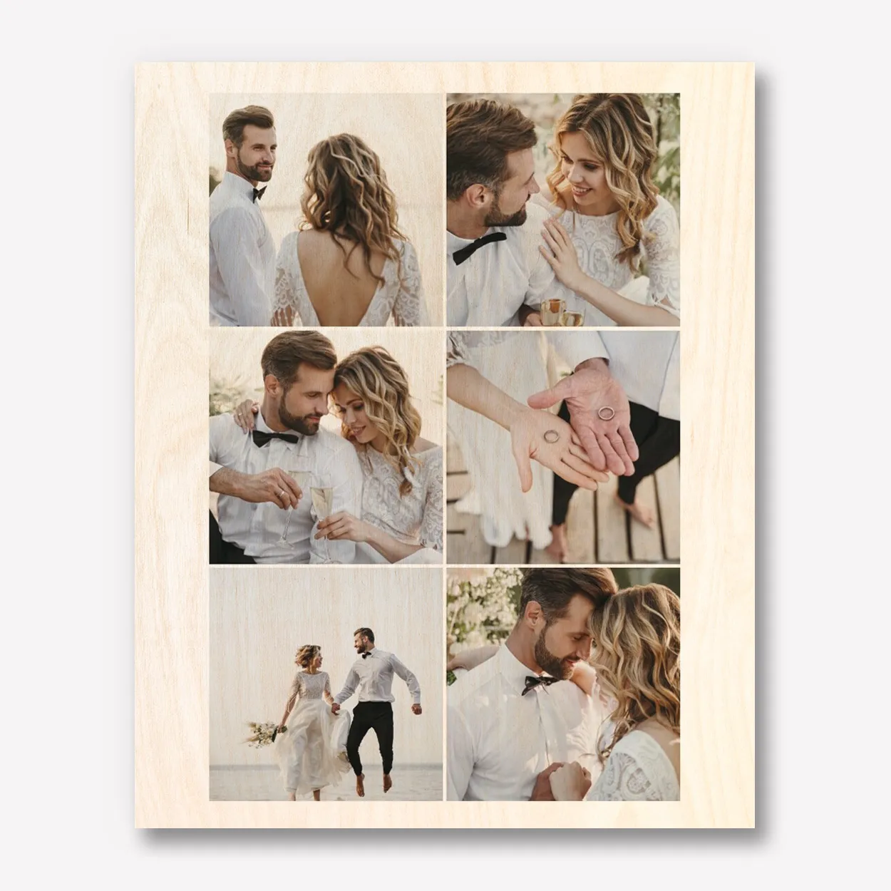 Hout met 6 foto's 30x40