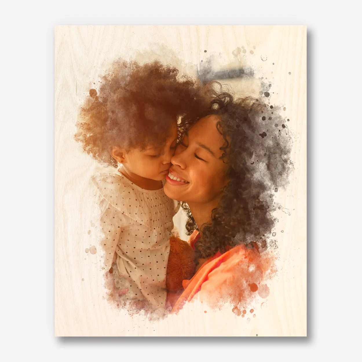 Waterverf Foto op Hout 30x40