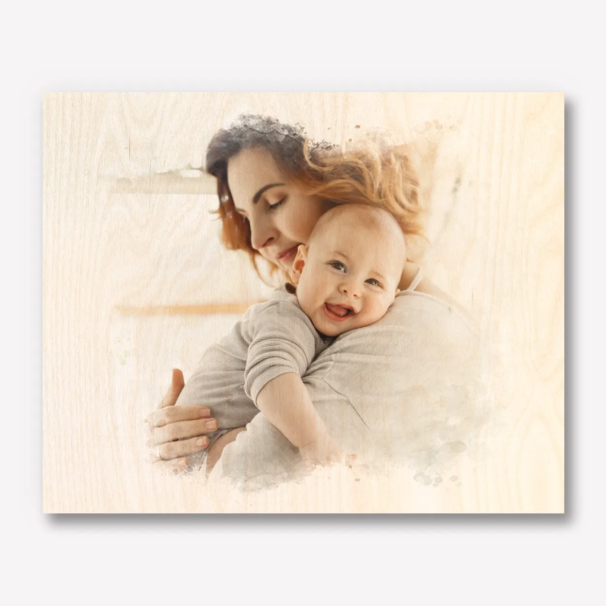 Waterverf Foto op Hout 40x30