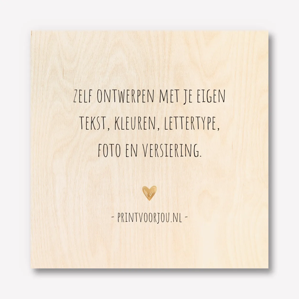 Beige Hout met tekst 40x40