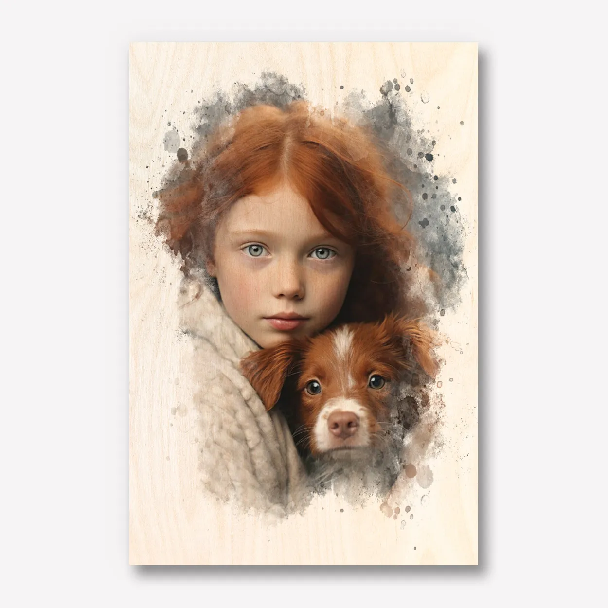 Waterverf Foto op Hout 40x60