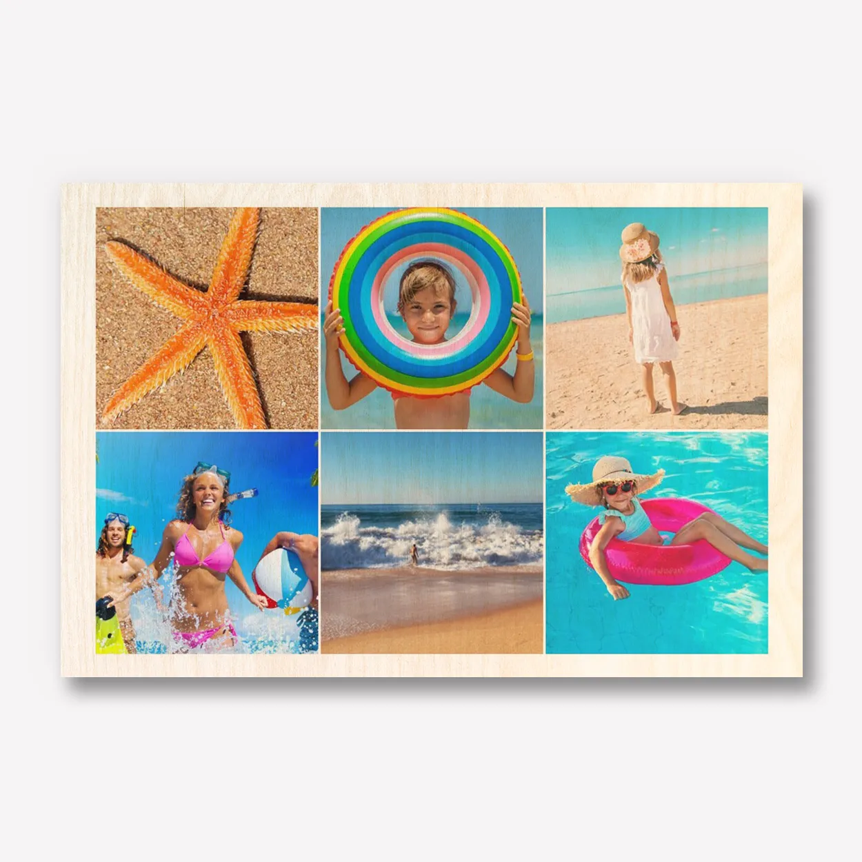 Hout met 6 foto's 60x40