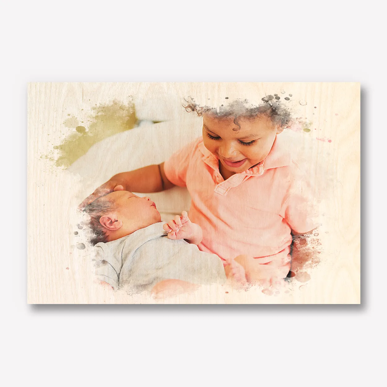 Waterverf Foto op Hout 60x40