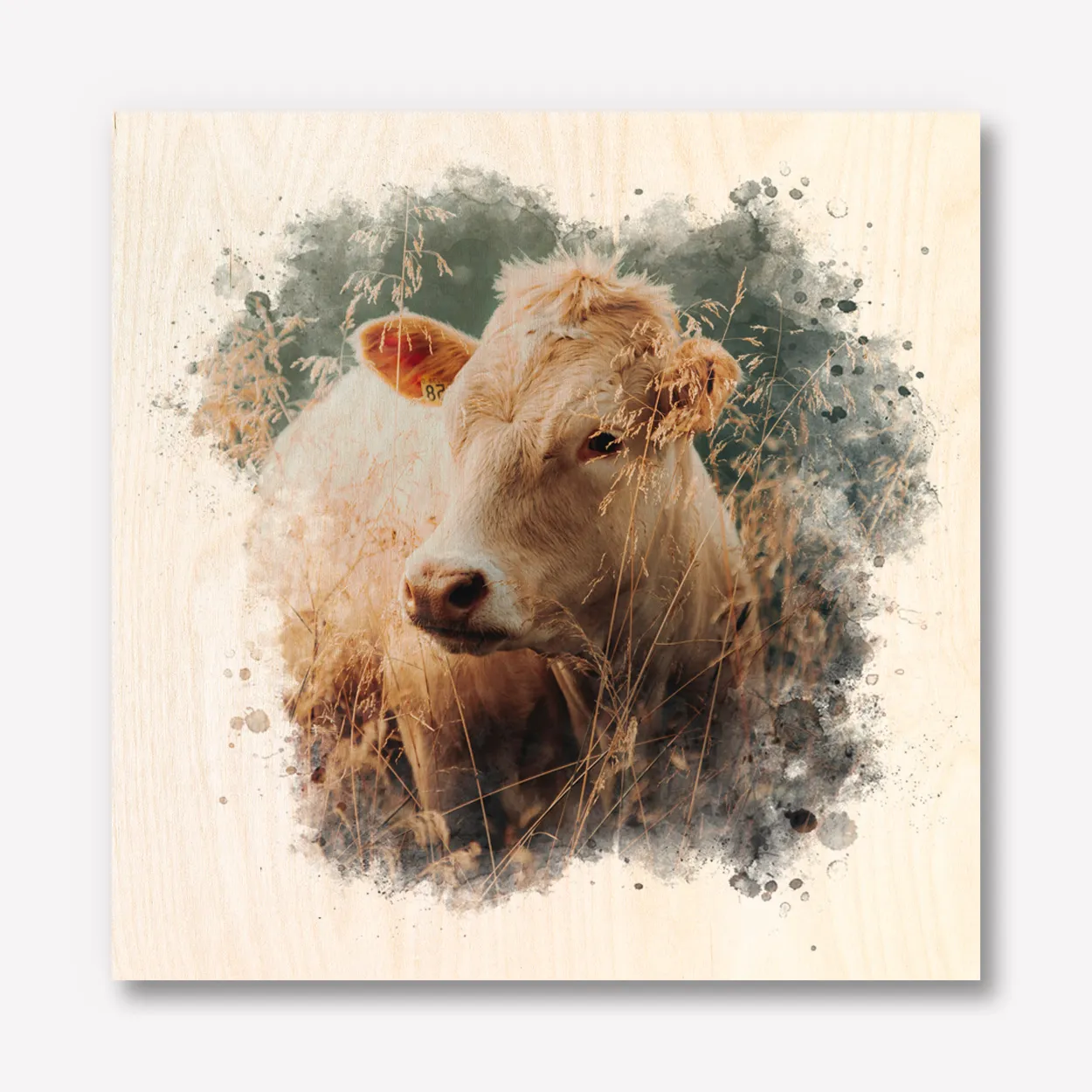 Foto op Hout 60x60 Waterverf stijl