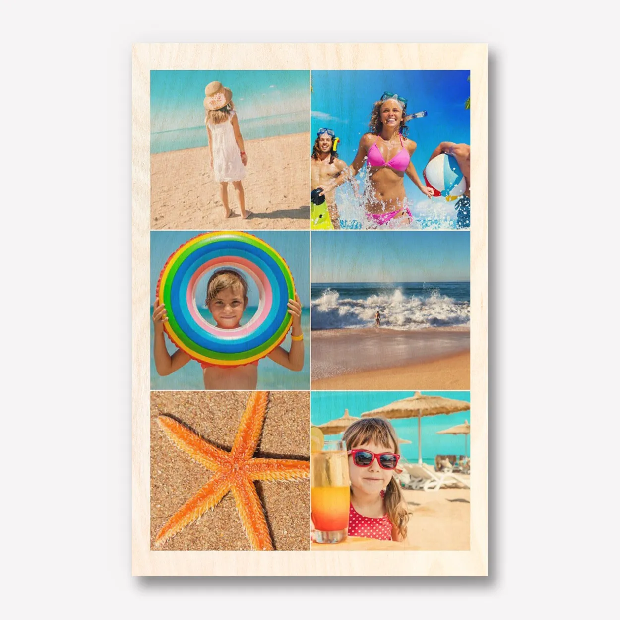 Hout met 6 foto's 60x90