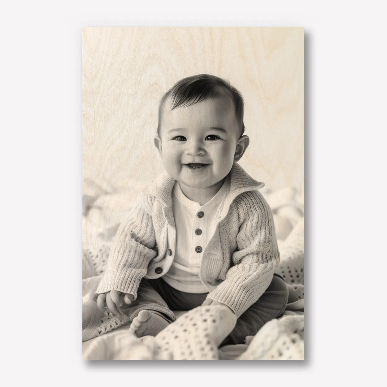 Foto op hout zwart wit 60x90