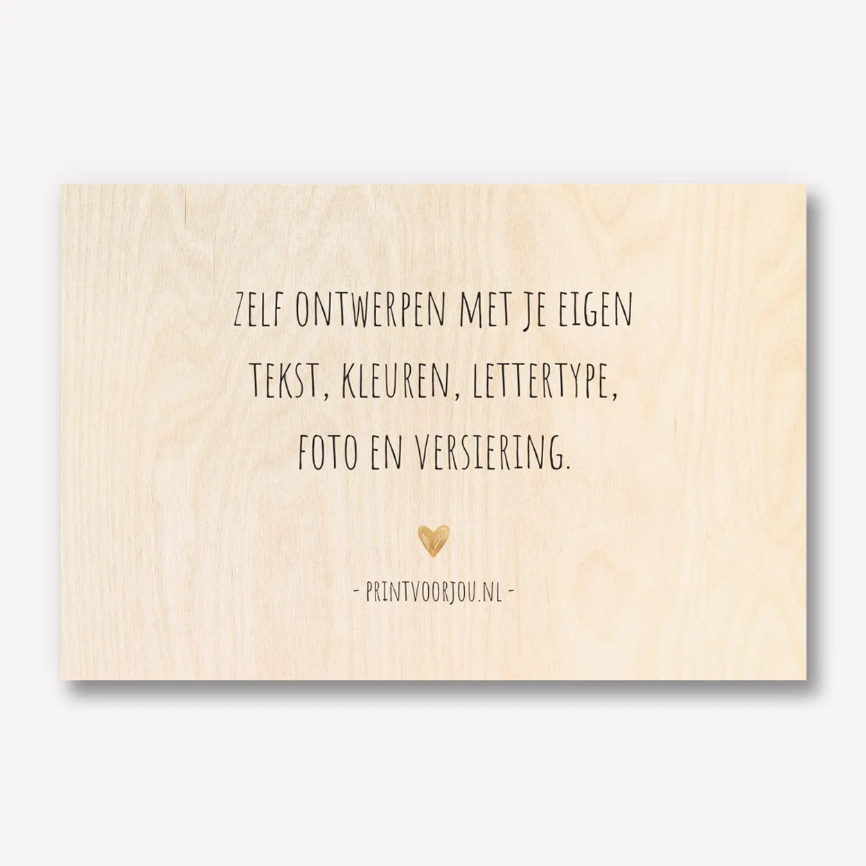 Beige Hout met tekst 90x60