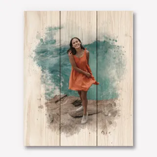 Foto op Hout 30x40 Waterverf stijl