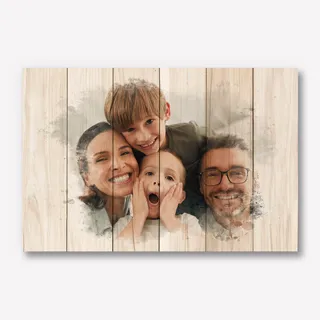Foto op Hout 60x40 Waterverf stijl