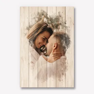 Foto op Hout 60x90 Waterverf stijl