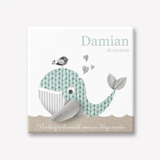 Geboorte cadeau tegeltje walvis