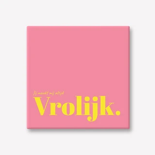 Happy Kleuren Vrolijk Tegeltje met tekst personaliseren Roze geel