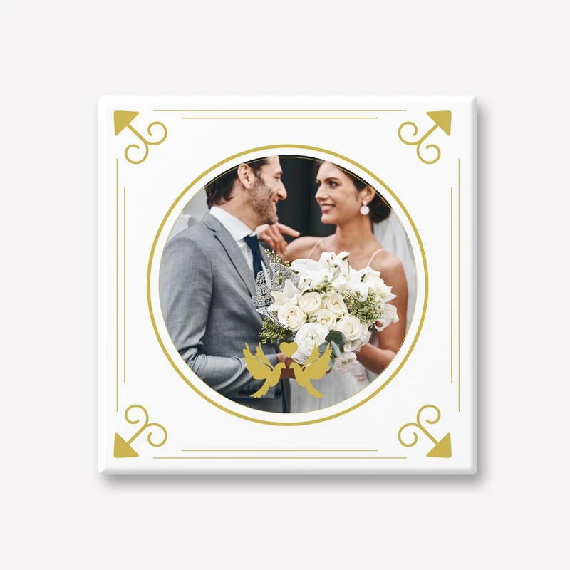 Tegeltje met foto van huwelijk