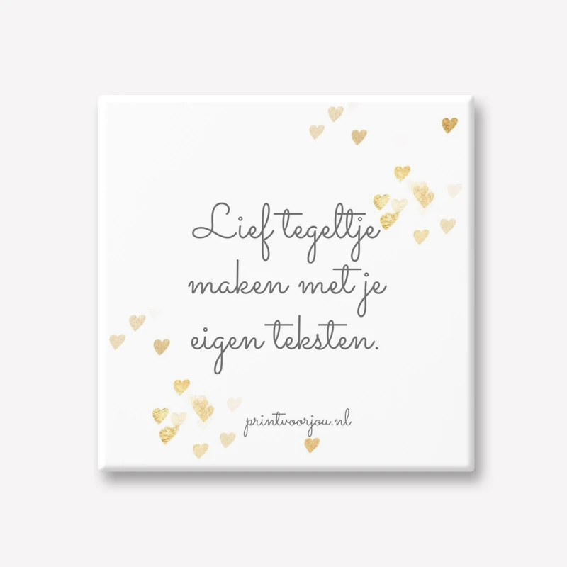 Liefde tekst tegeltje gouden hartjes