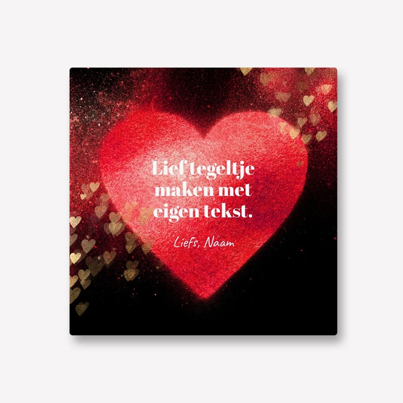 Liefde tegeltje maken met tekst en rood hart