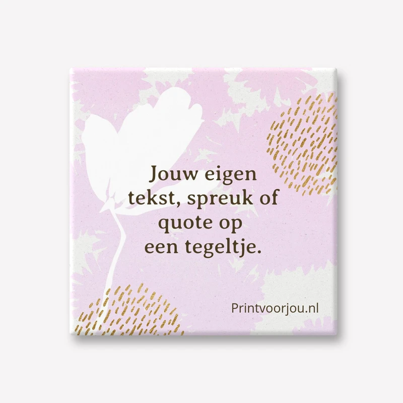 Roze wit tekst tegeltje personaliseren