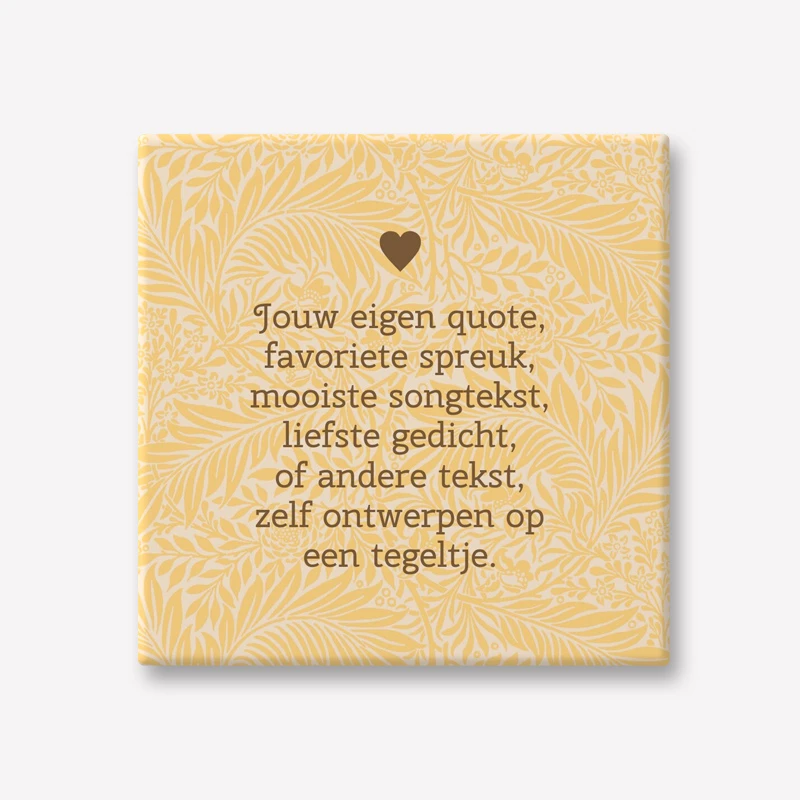 Vintage tekst tegeltje maken geel