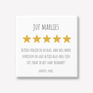 origineel bedankje juf	review tegeltje gepersonaliseerd cadeau