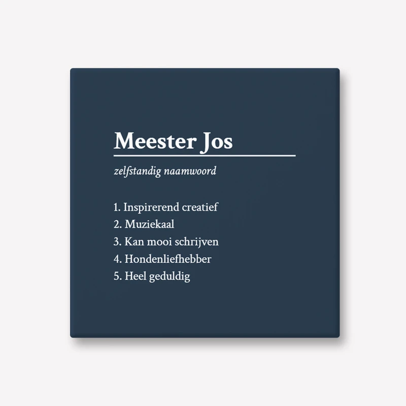 Gepersonaliseerd cadeau voor meester tegeltje met tekst en naam