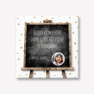Cadeau voor juf of meester schoolbord tekst tegeltje