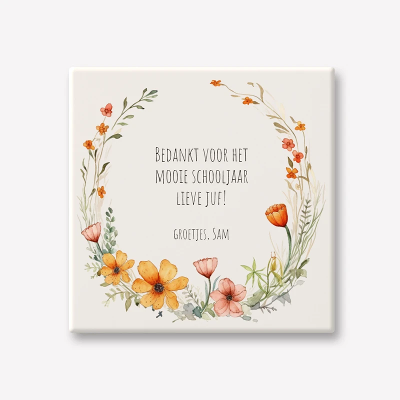 Tegeltje met tekst als cadeau voor juf of meester