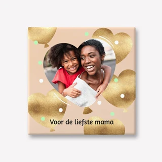 Foto tegeltje maken voor moeder hartjes goud